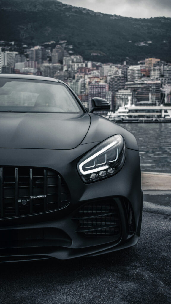 Schwarze mercedes front fotografiert in monaco